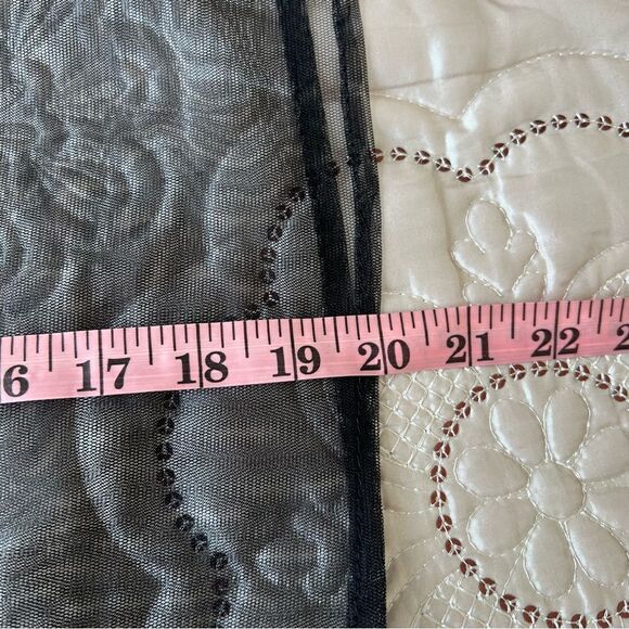 Embroidered Black Mesh Top Long Bell Sleeves - Picture 8 of 8